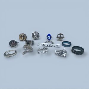 Bundle of Men’s Fashion Metal Rings - 13 Pieces